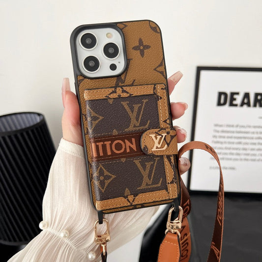 Lou Card Bag Chain Classic Brown iPhone Case - Iphonecasehouse