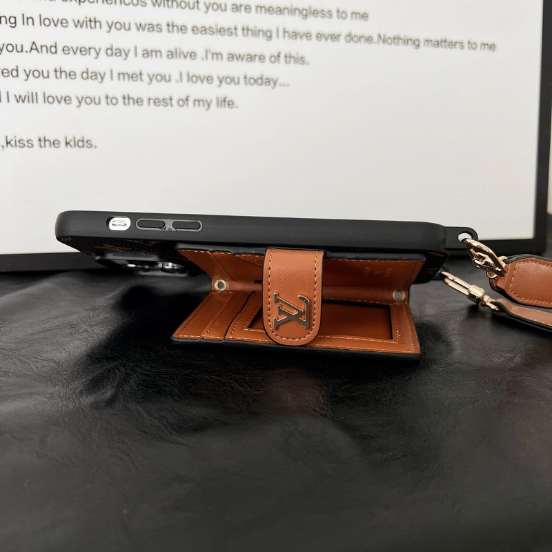 Lou Card Bag Chain Classic Brown iPhone Case - Iphonecasehouse