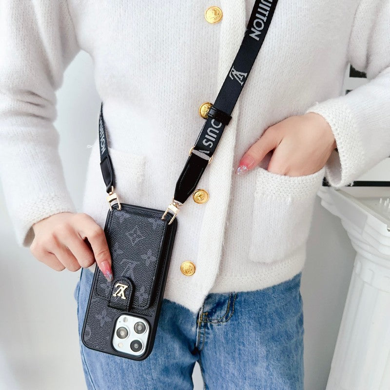 Lou Black & White Crossbody Card Bag iPhone Case - Iphonecasehouse