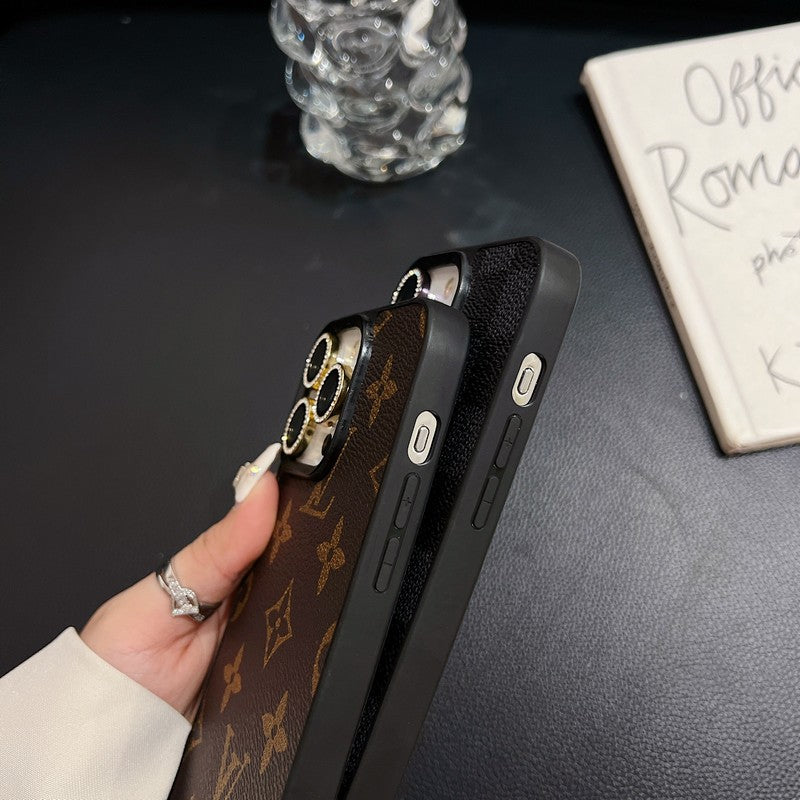 Lou Black Logo Leather iPhone Case - Iphonecasehouse