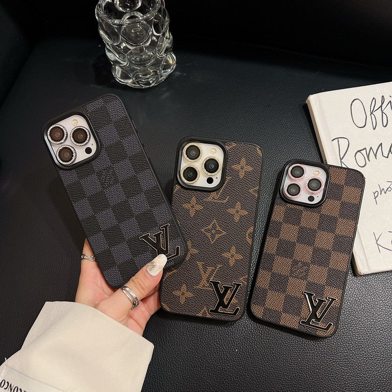 Lou Black Logo Leather iPhone Case - Iphonecasehouse