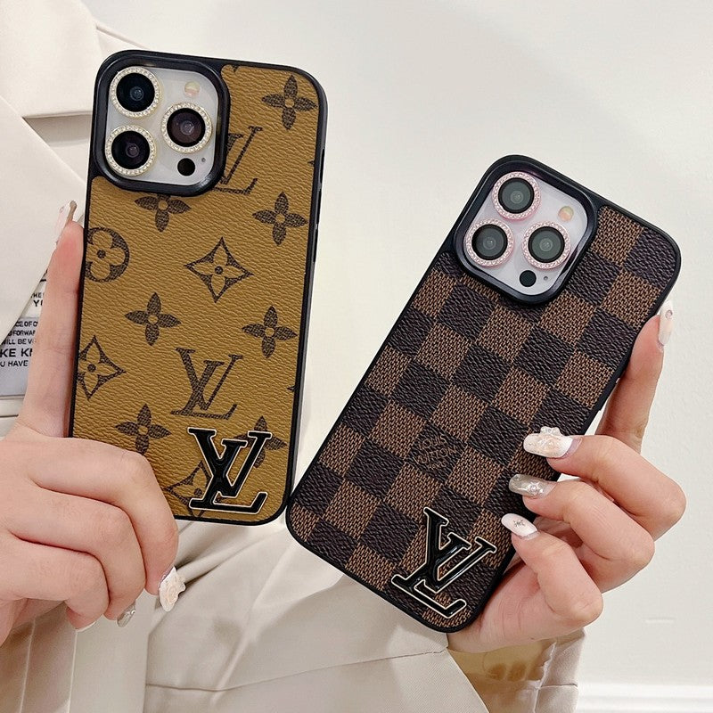 Lou Black Logo Leather iPhone Case - Iphonecasehouse