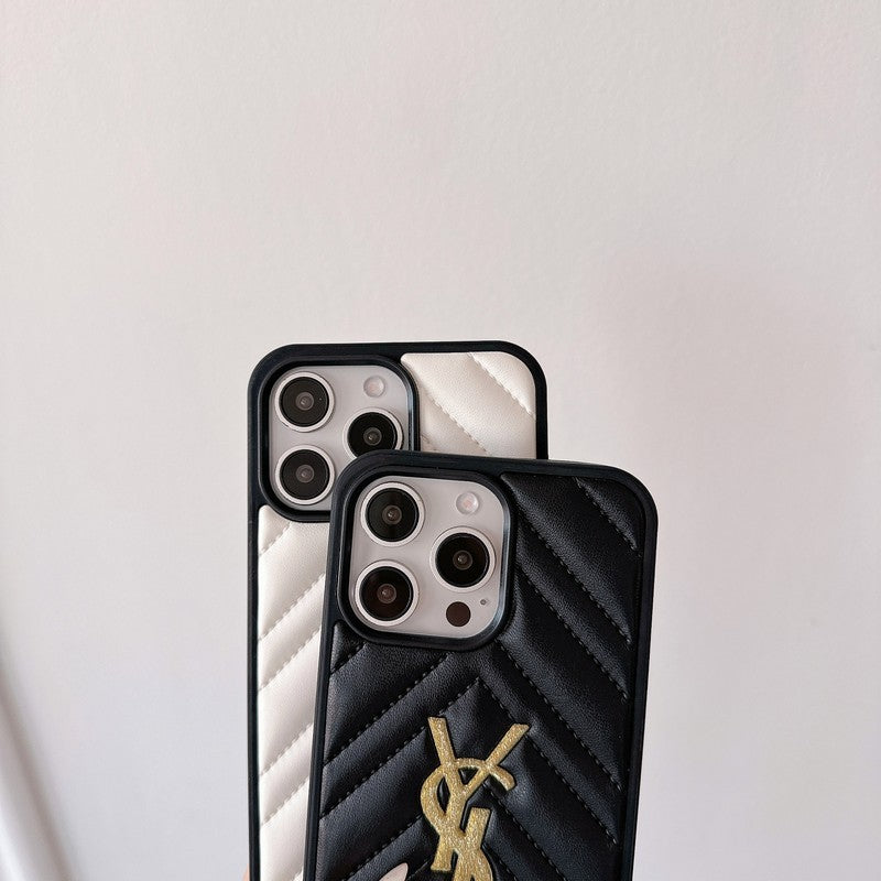 Saint Black & White Leather iPhone Case - Iphonecasehouse