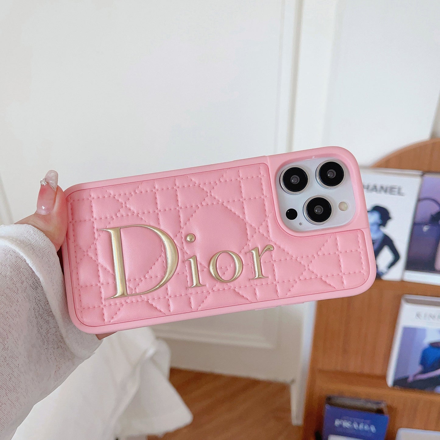 CD Gold Logo Leather iPhone Case - Iphonecasehouse