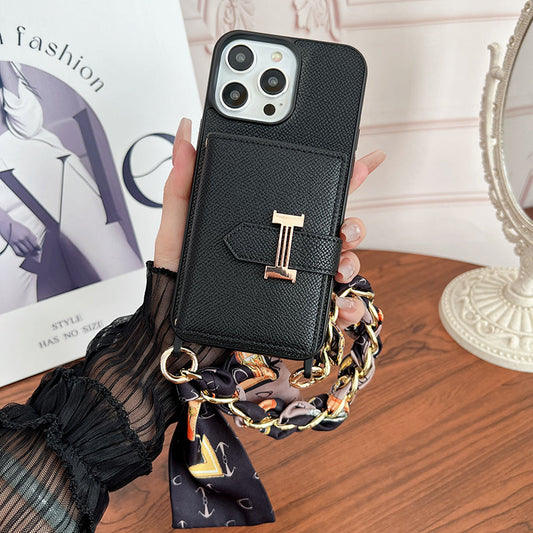 H Card Bag Scarves Leather iPhone Case - Iphonecasehouse