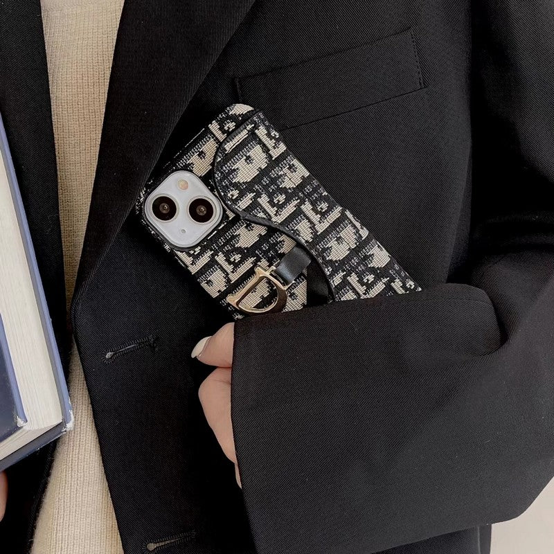 CD Black & Grey Fabric iPhone Case - Iphonecasehouse