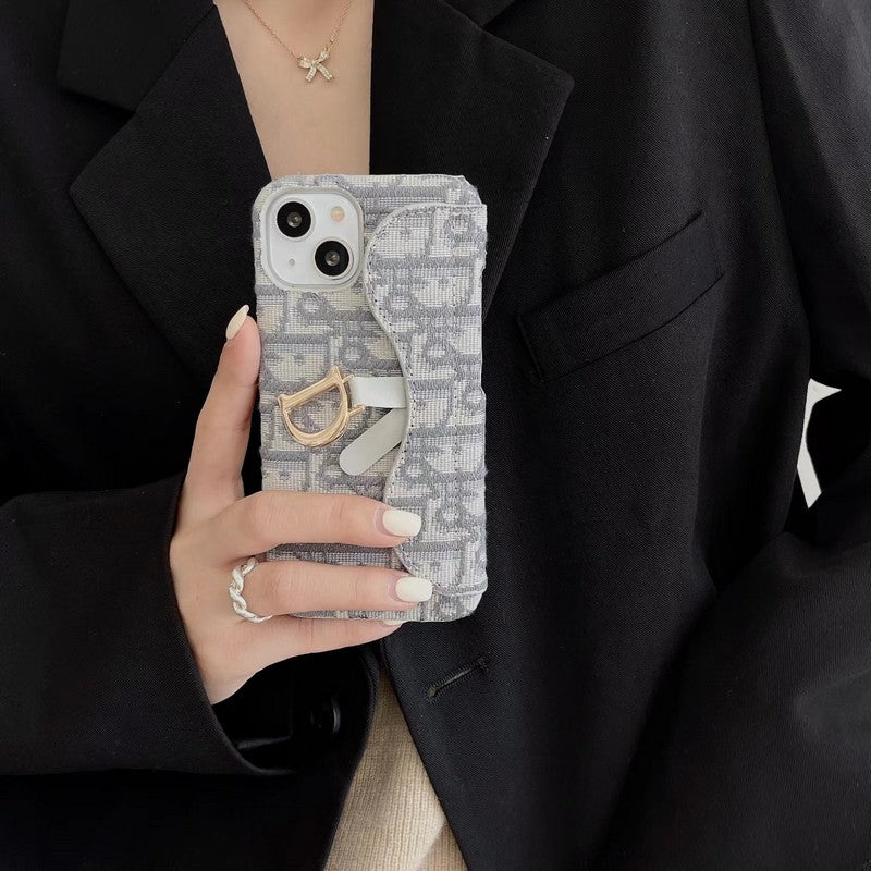CD Black & Grey Fabric iPhone Case - Iphonecasehouse