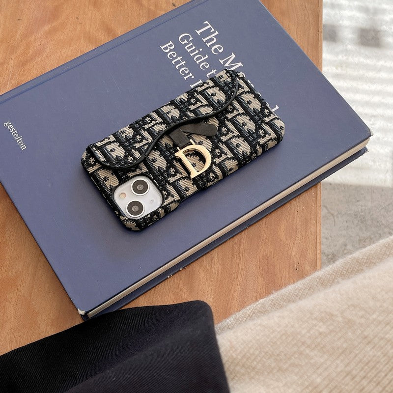 CD Black & Grey Fabric iPhone Case - Iphonecasehouse