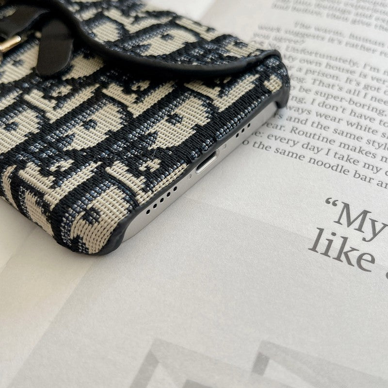 CD Black & Grey Fabric iPhone Case - Iphonecasehouse