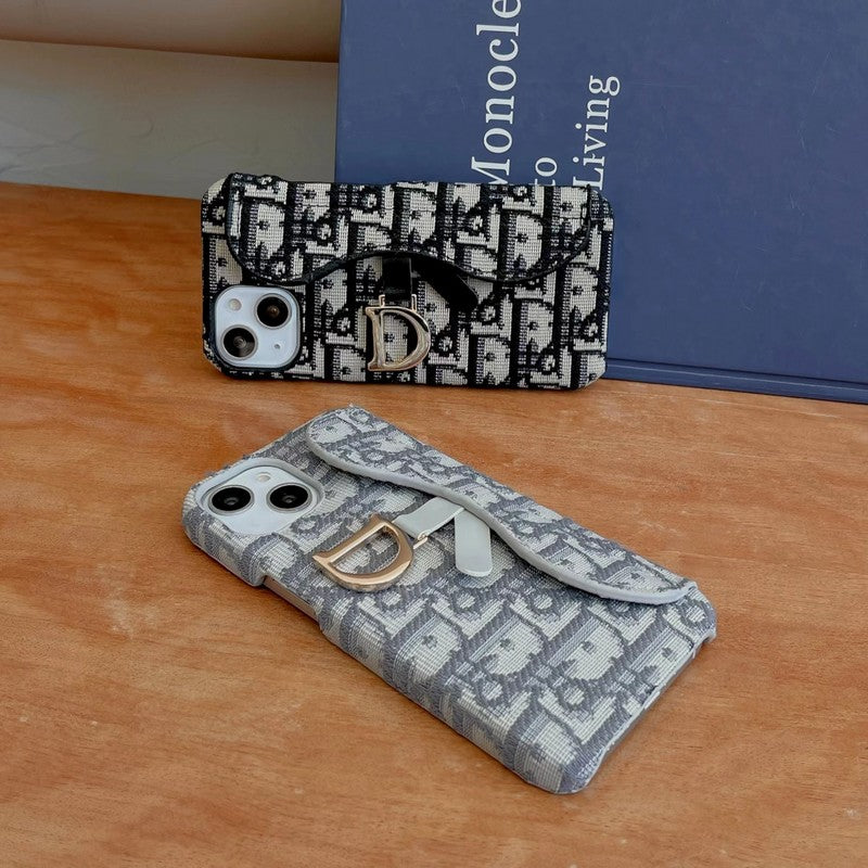 CD Black & Grey Fabric iPhone Case - Iphonecasehouse