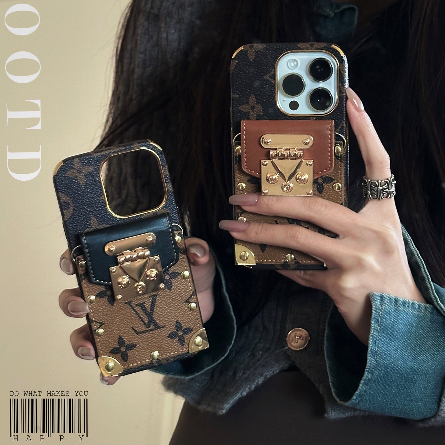 Lou Chain Leather iPhone Case - Iphonecasehouse