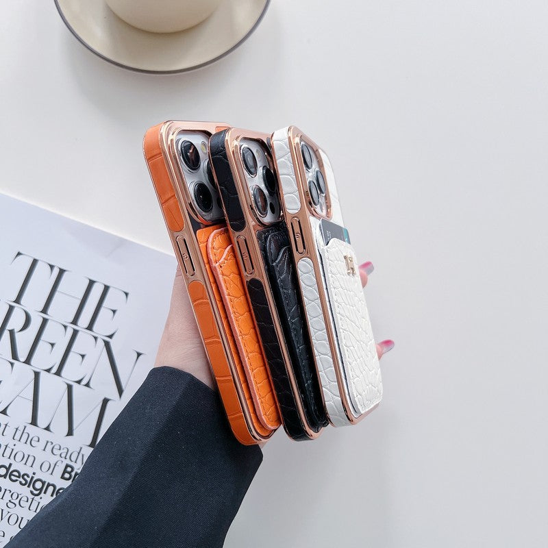 H Rose Gold Leather iPhone Case - Iphonecasehouse