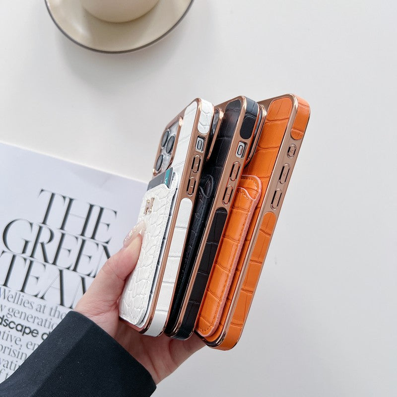 H Rose Gold Leather iPhone Case - Iphonecasehouse