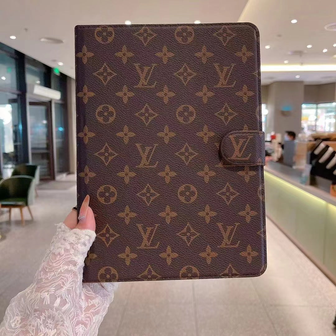 Luxury Canvas Monogram Leather Fresh Summer Theme Pattern Apple iPad case Black - Iphonecasehouse