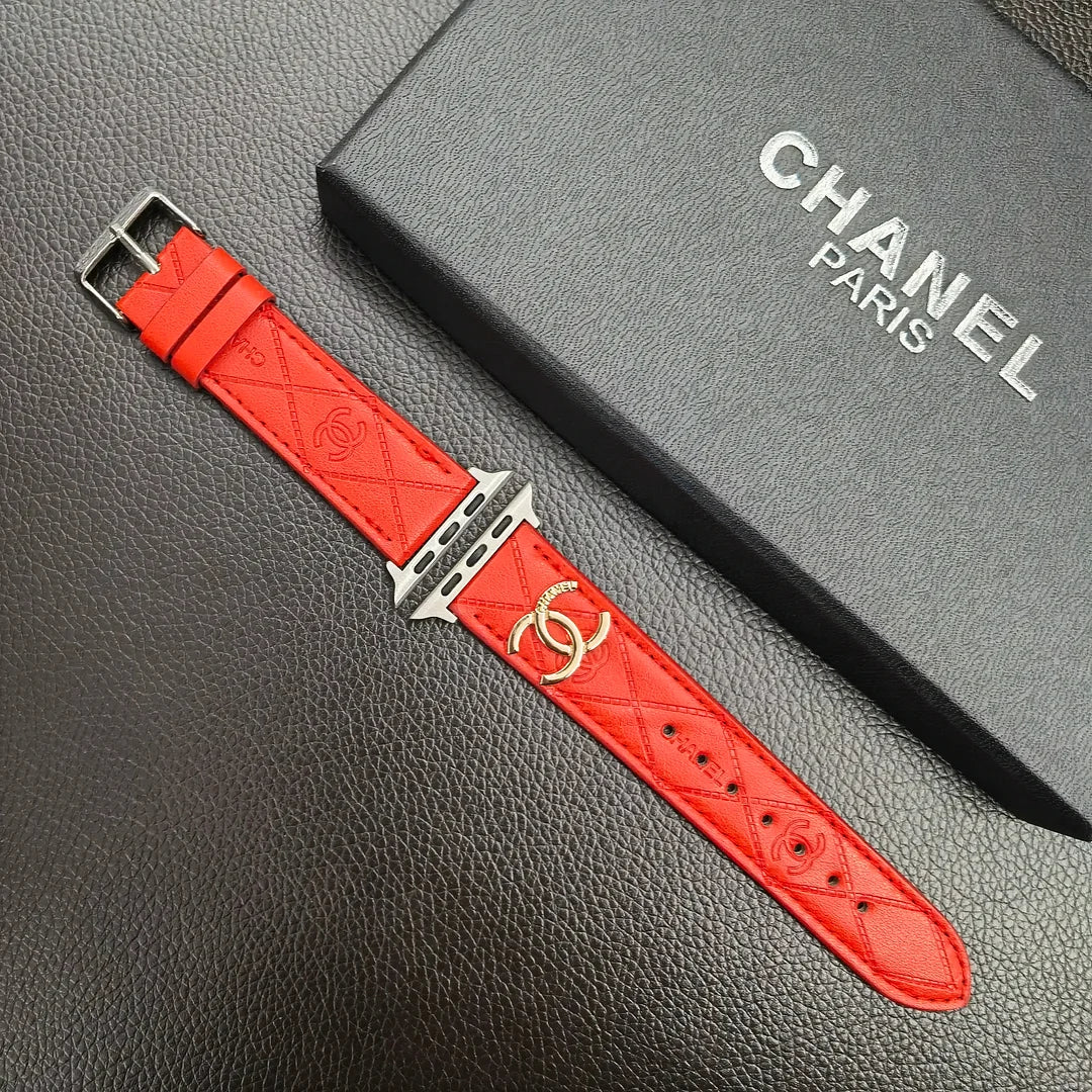Luxury Gold Monogram 3D Embossed Leather Apple Watch Strap - Iphonecasehouse