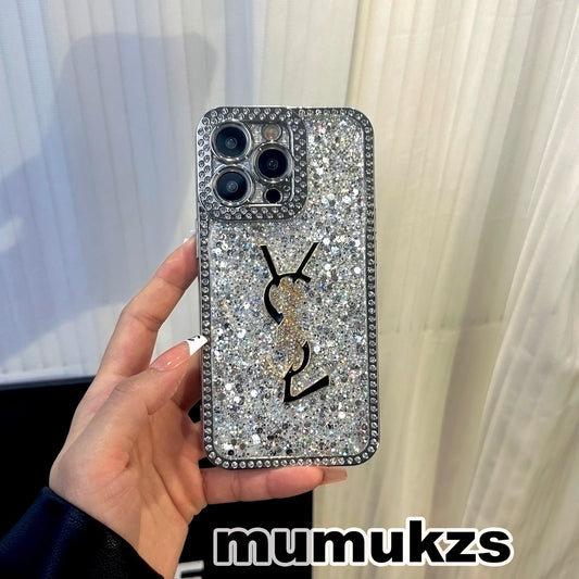Luxury Glitter Holographic Y - S - L-Inspired iPhone Case – Diamond Shine Edition - Iphonecasehouse