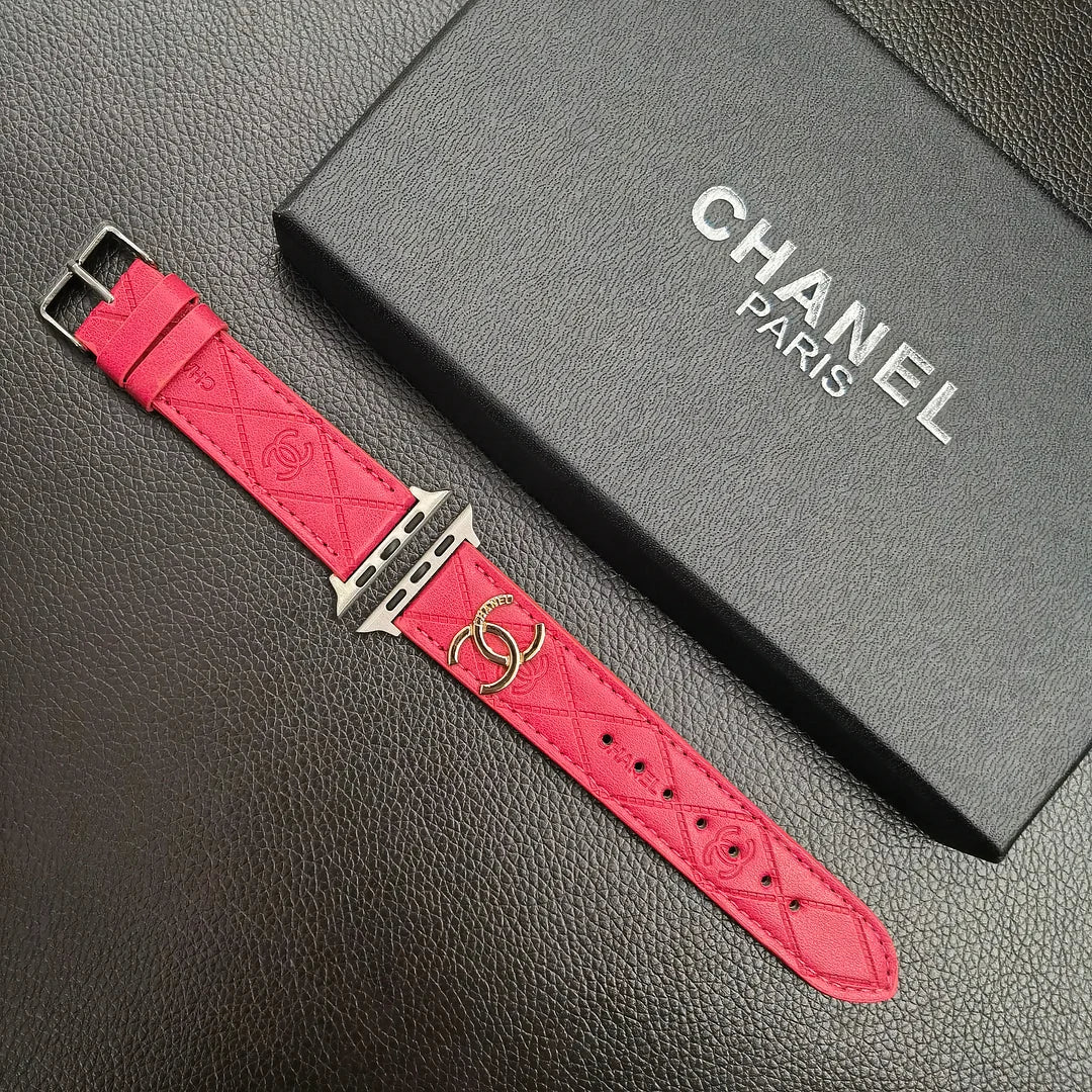 Luxury Gold Monogram 3D Embossed Leather Apple Watch Strap - Iphonecasehouse