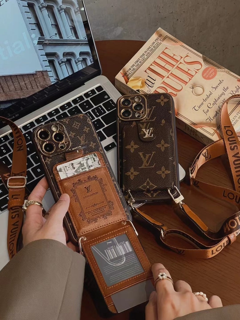 Advanced leather iPhone Case With Card Wallet And Strap - Iphonecasehouse