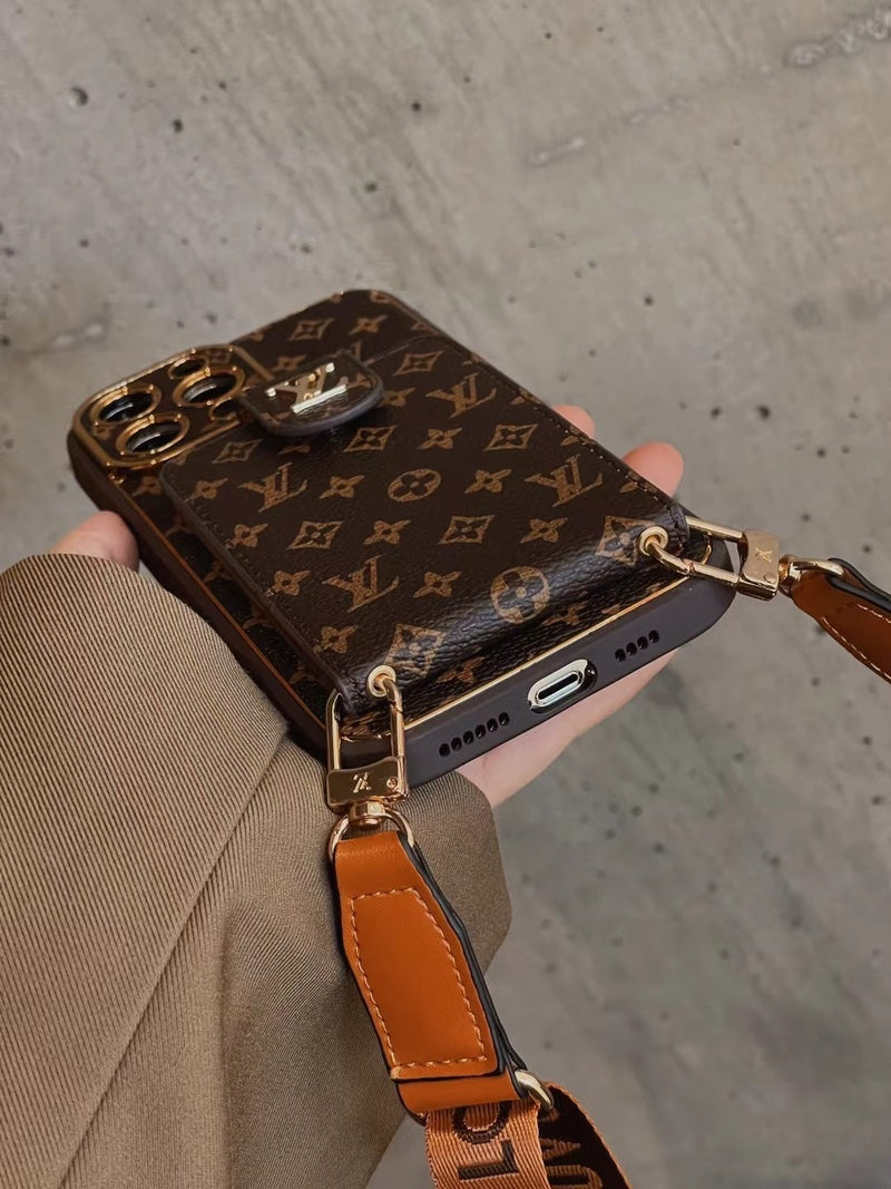 Advanced leather iPhone Case With Card Wallet And Strap - Iphonecasehouse