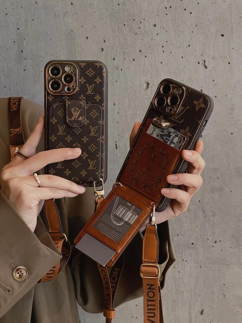 Advanced leather iPhone Case With Card Wallet And Strap - Iphonecasehouse