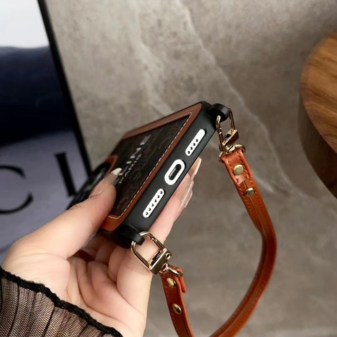 Black Celine iPhone Case With Strap-SZ231124 - Iphonecasehouse