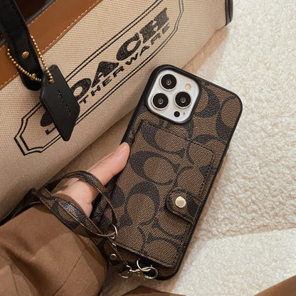 Coach iPhone Case With Wallet And Strap Brown -SZK240402 - Iphonecasehouse