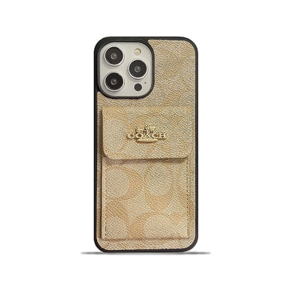 Coach iPhone Case With Card Holder Wallet Coffee -SZK240425 - Iphonecasehouse