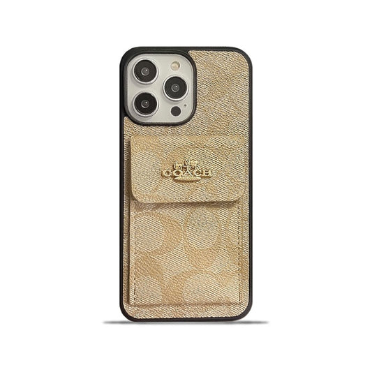 Coach iPhone Case With Card Holder Wallet Coffee -SZK240425 - Iphonecasehouse