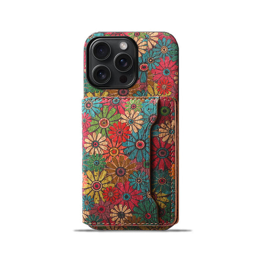 Vintage Floral seasons Leather Wallet Case – Boho Chic Protection for iPhone Case - Iphonecasehouse