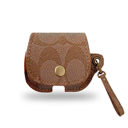 Leather Coach AirPods Case Brown-CC231215 - Iphonecasehouse