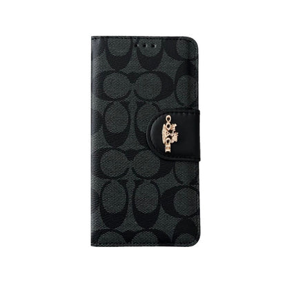 Coach iPhone Case Leather Flip Case with Card Holder Black-PTK241622 - Iphonecasehouse