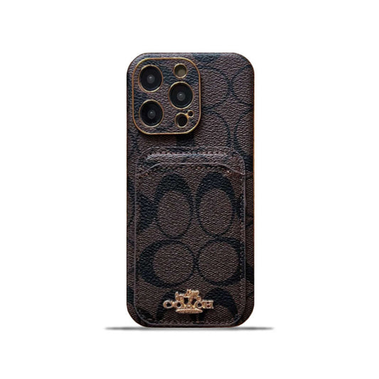 Coach iPhone Case With Card Holder Brown -KB241651 - Iphonecasehouse