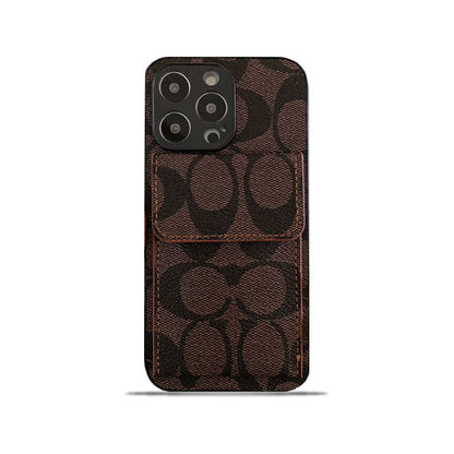 Coach iPhone Case With Wallet Dark Brown-HP240513 - Iphonecasehouse