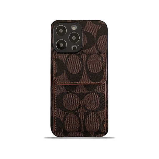 Coach iPhone Case With Wallet Dark Brown-HP240513 - Iphonecasehouse