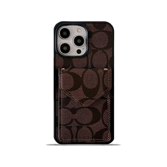 Coach iPhone Case With Card Holder And Strap Dark Brown -SJ240513 - Iphonecasehouse