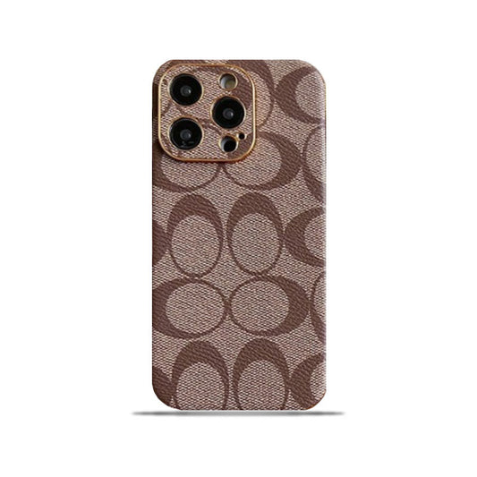 Coach iPhone Case Leather Light Brow -QBK240513 - Iphonecasehouse