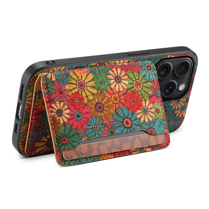 Vintage Floral seasons Leather Wallet Case – Boho Chic Protection for iPhone Case - Iphonecasehouse