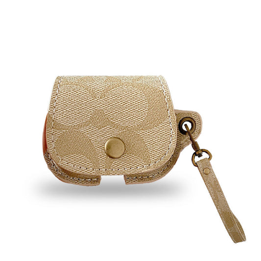 Leather Coach AirPods Case White-CC231215 - Iphonecasehouse
