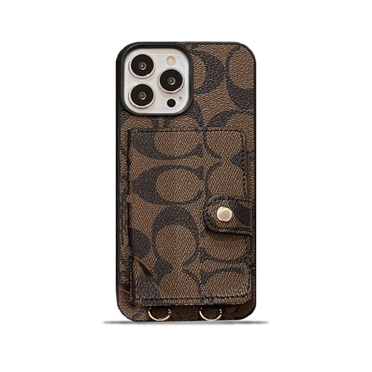 Coach iPhone Case With Wallet And Strap Brown -SZK240402 - Iphonecasehouse