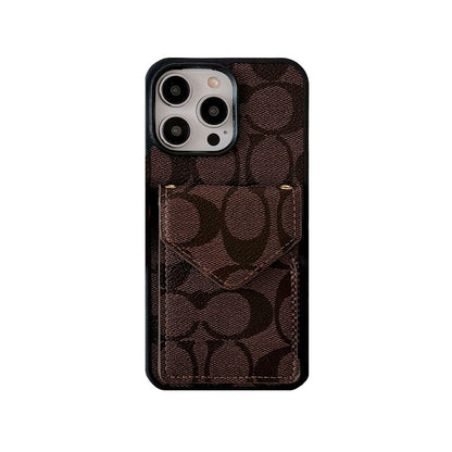 Coach iPhone Case With Card Holder And Strap Dark Brown -SJ240513 - Iphonecasehouse