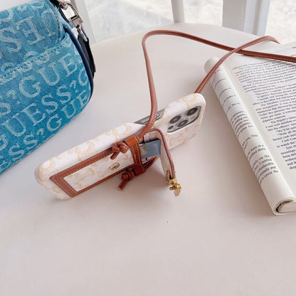 White Celine iPhone Case With Card Holder -LH240109 - Iphonecasehouse