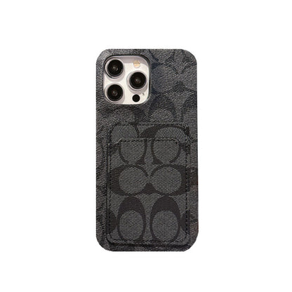 Classic Coach iPhone Case With Card Holder White -JQB240330 - Iphonecasehouse