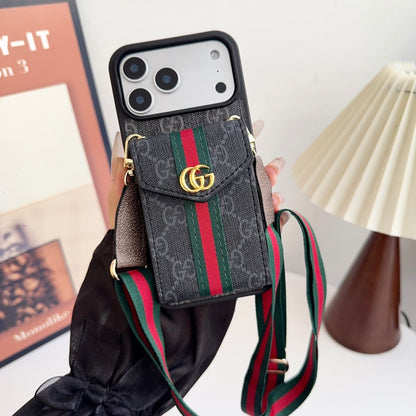 Iphone 17 Pro/Max/Air Advanced leather iPhone Case With Card Wallet And Strap
