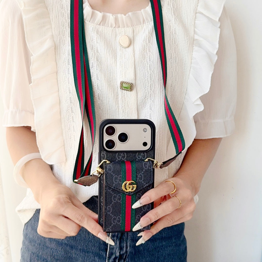 Iphone 17 Pro/Max/Air Advanced leather iPhone Case With Card Wallet And Strap