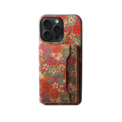 Vintage Floral seasons Leather Wallet Case – Boho Chic Protection for iPhone Case - Iphonecasehouse