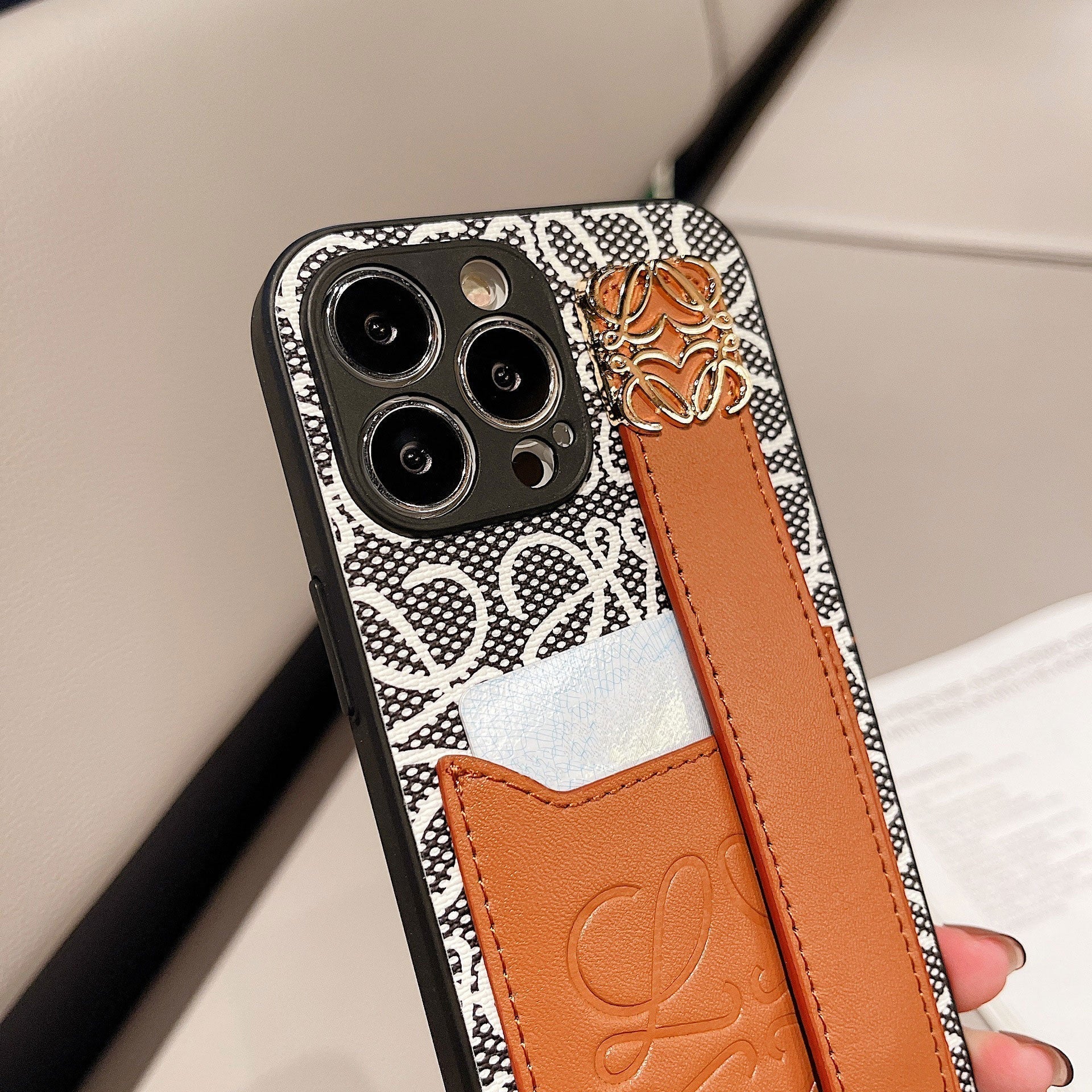 Leather Loewe iPhone Case Black-HDK231201 - Iphonecasehouse