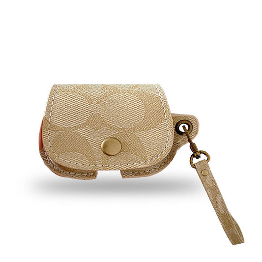 Leather Coach AirPods Pro Case White-CC231215 - Iphonecasehouse