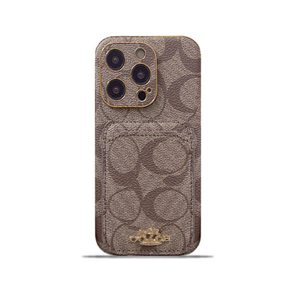 Coach iPhone Case With Card Holder Coffee -KB241651 - Iphonecasehouse
