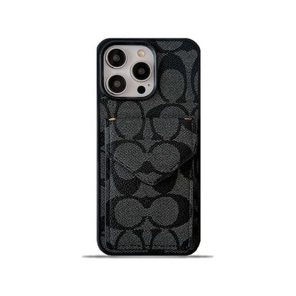 Coach iPhone Case With Card Holder And Strap Light Black -SJ240513 - Iphonecasehouse