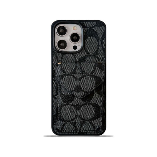 Coach iPhone Case With Card Holder And Strap Light Black -SJ240513 - Iphonecasehouse